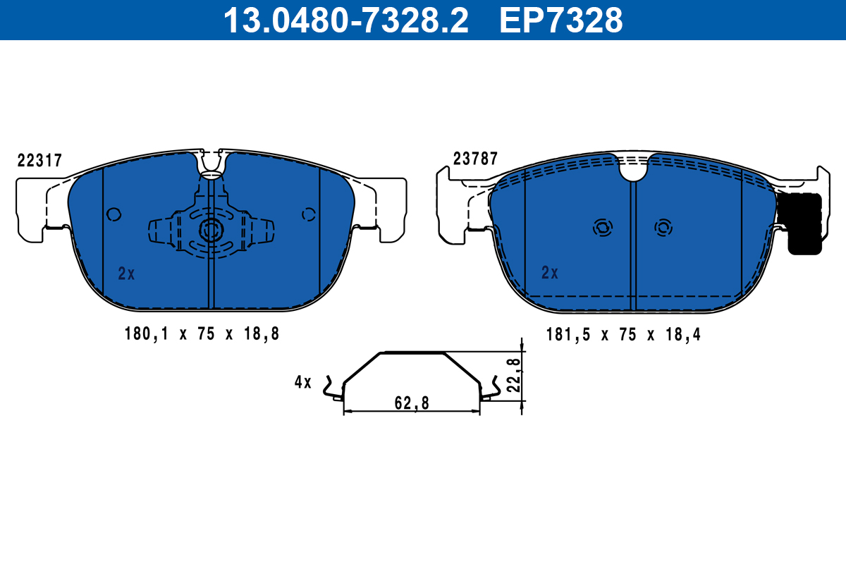 Remblokkenset, schijfrem ATE 13.0480-7328.2