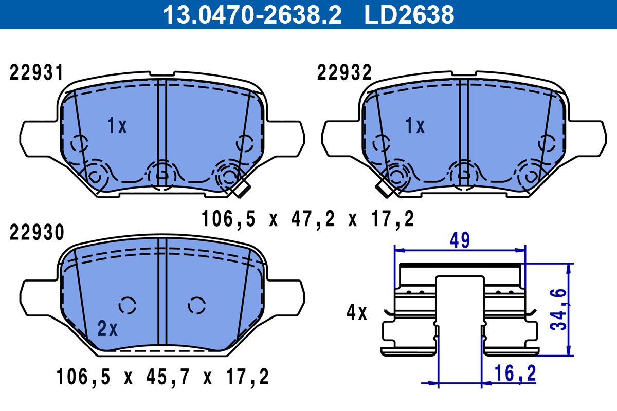 Remblokkenset, schijfrem ATE 13.0470-2638.2