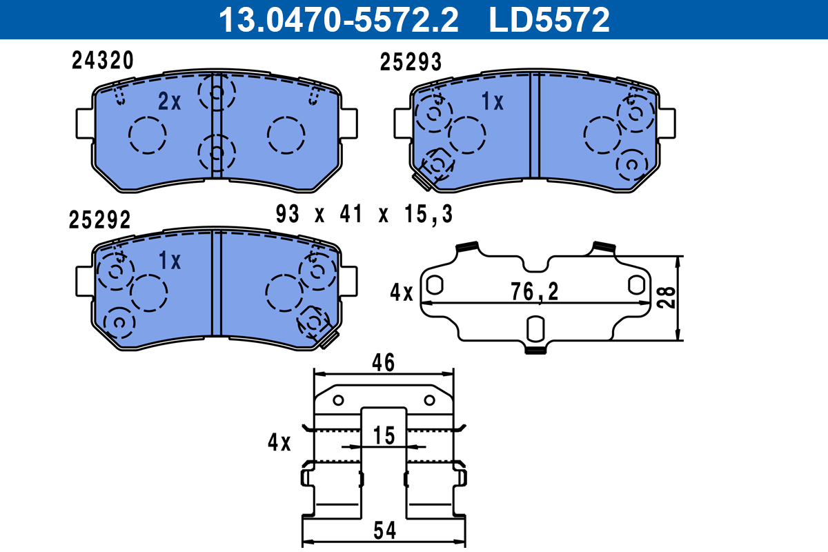 Remblokkenset, schijfrem ATE 13.0470-5572.2