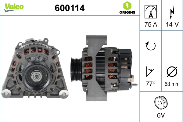 Alternator/Dynamo Valeo 600114