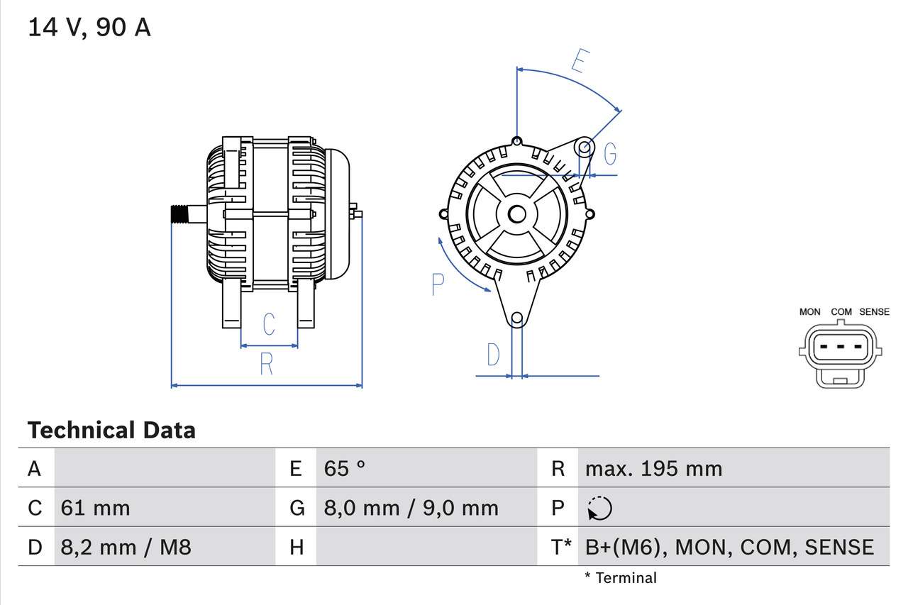 Alternator/Dynamo Bosch 0 986 044 651