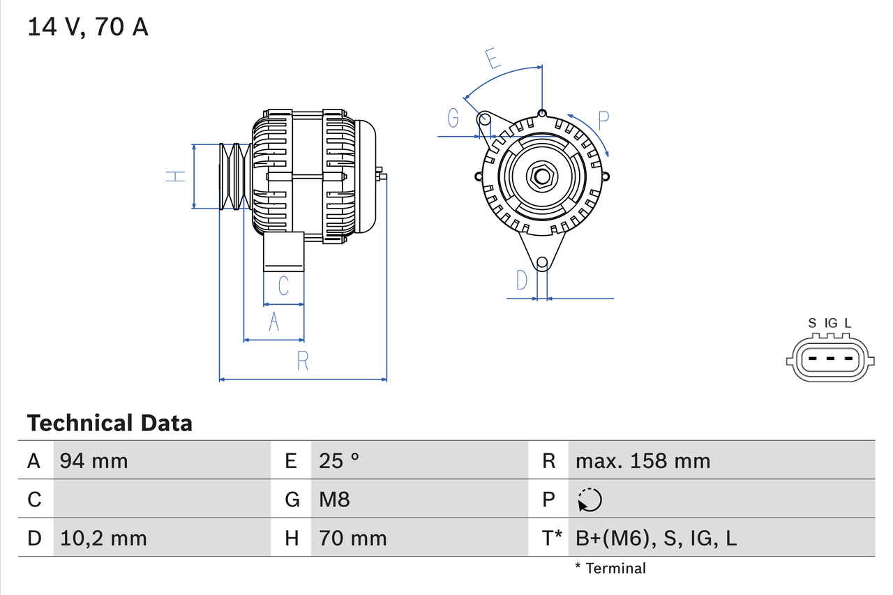 Alternator/Dynamo Bosch 0 986 045 891