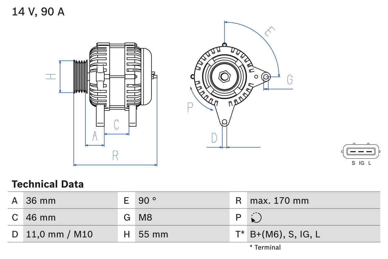 Alternator/Dynamo Bosch 0 986 082 770