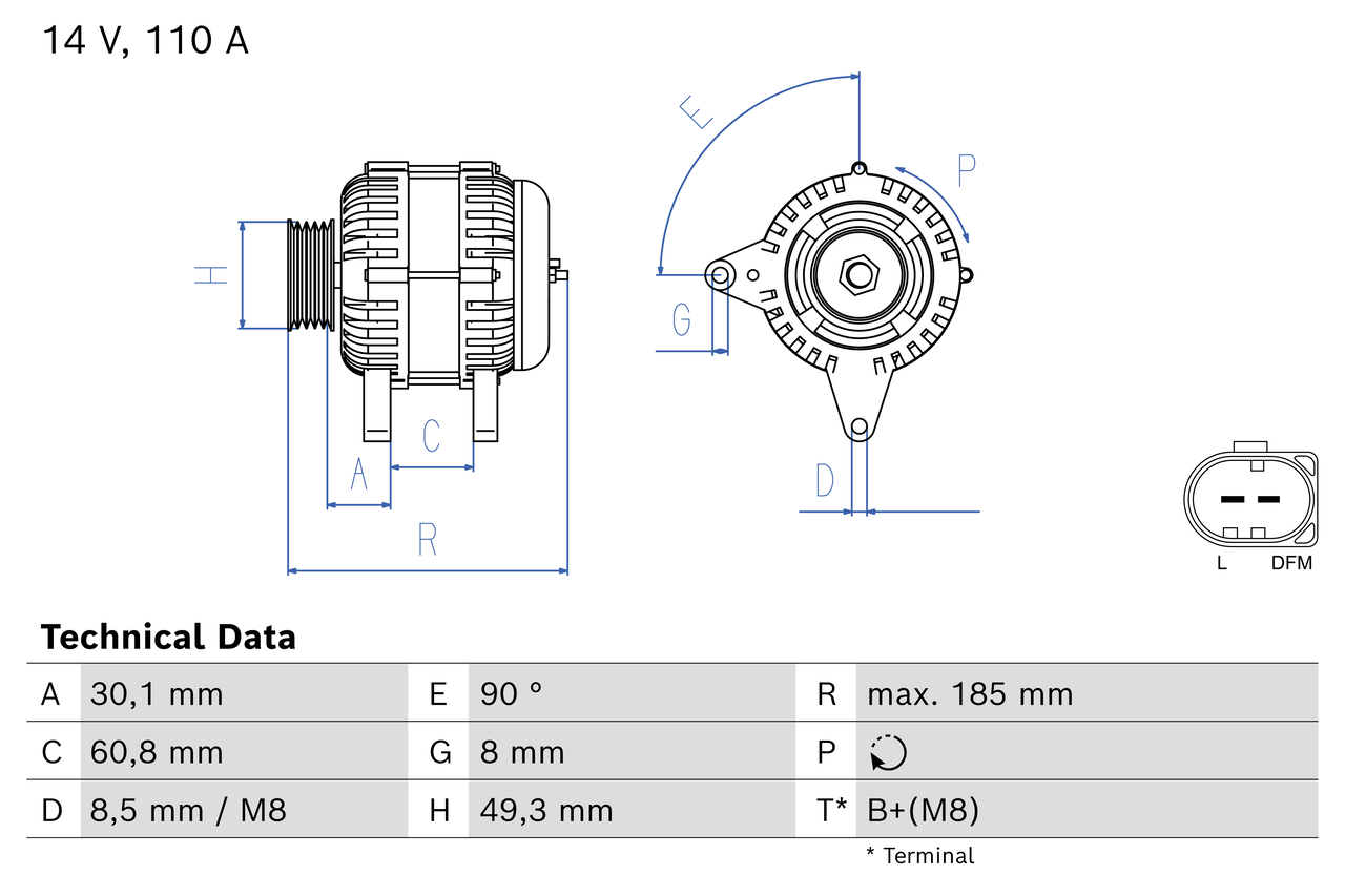 Alternator/Dynamo Bosch 0 986 086 330
