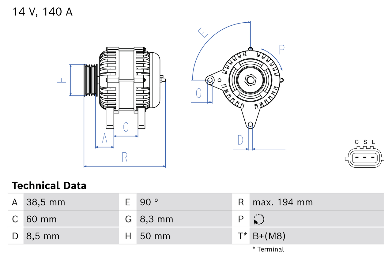 Dynamo / Alternator Bosch 0 986 086 840