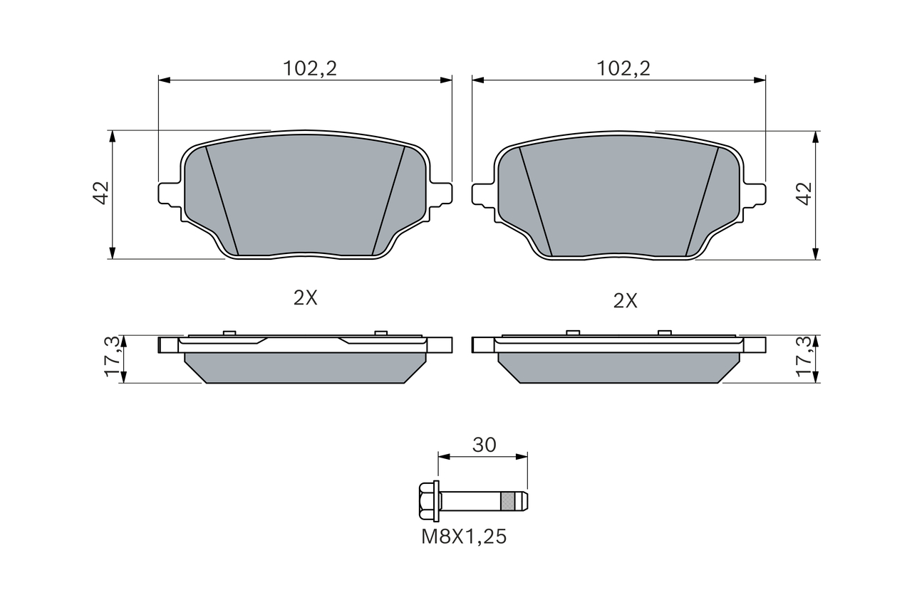 Remblokkenset, schijfrem Bosch 0 986 460 286