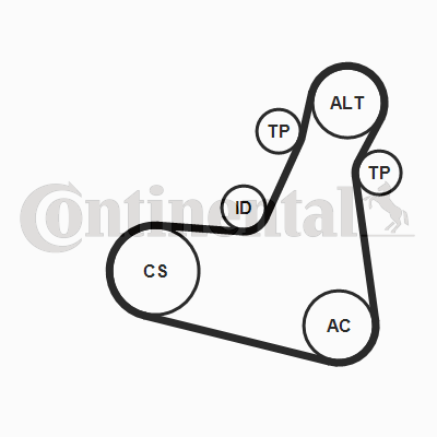 Poly V-riem set Contitech 7PK1196 EXTRA K2