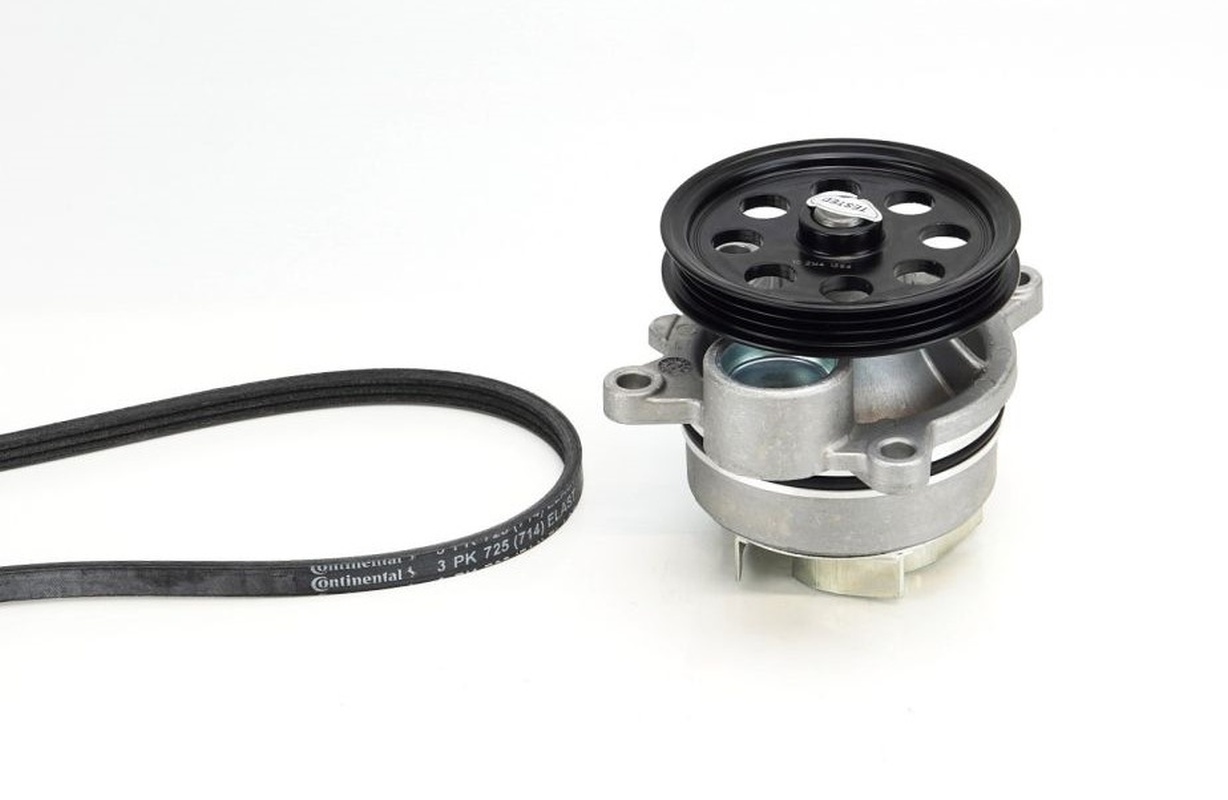 Poly V-riemen kit inclusief waterpomp Contitech 3PK725 ELAST WP1