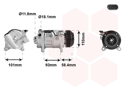 Compressor, airconditioning Van Wezel 0601K709