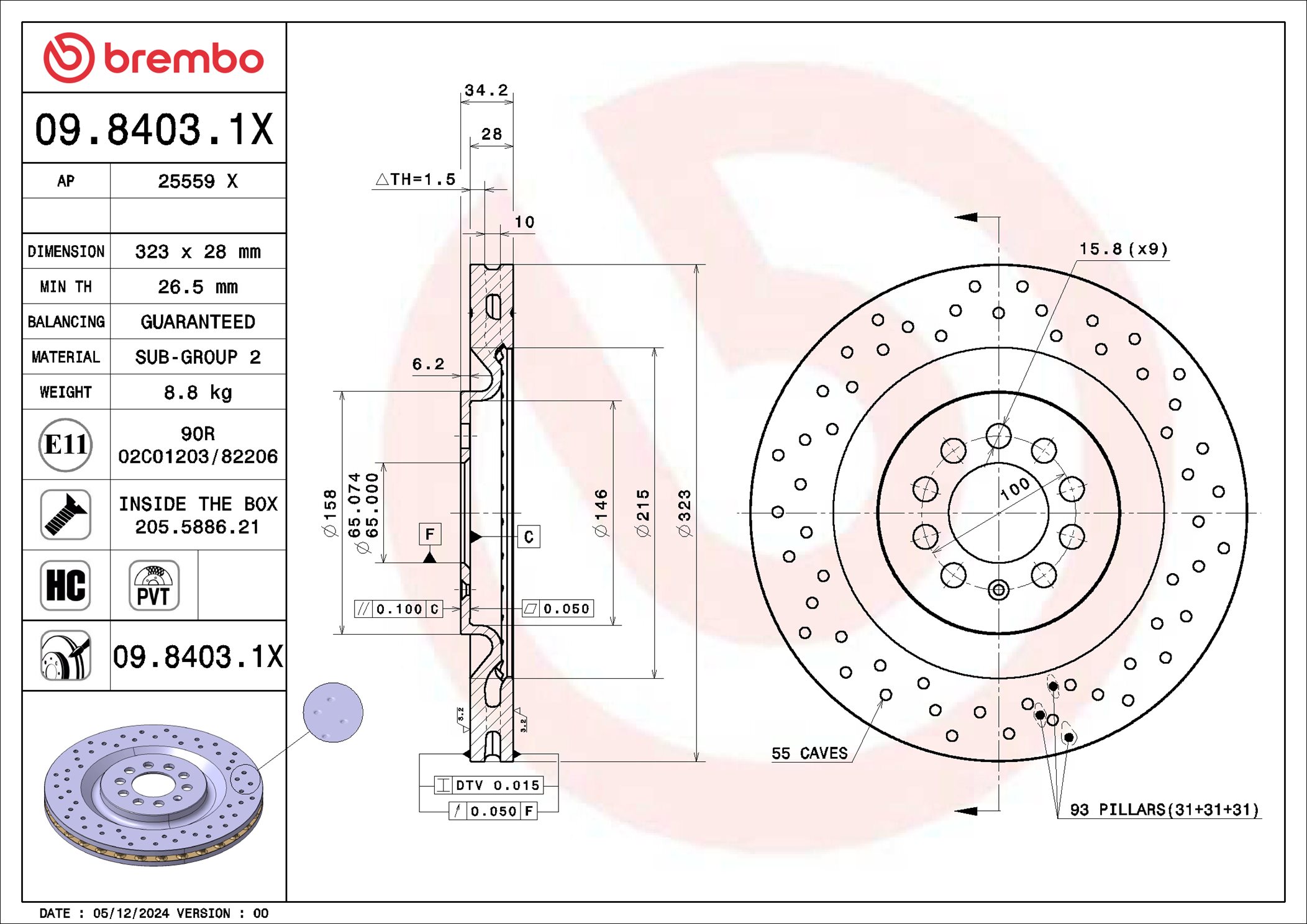 Remschijf Brembo 09.8403.1X