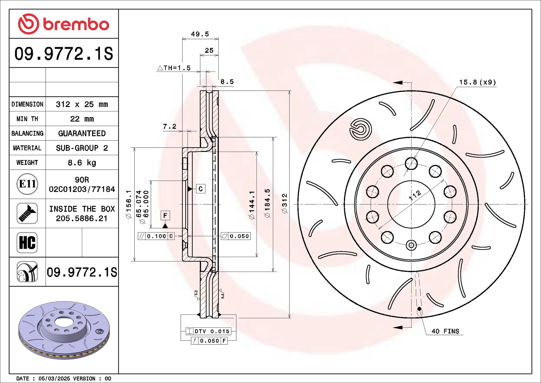 Remschijf Brembo 09.9772.1S