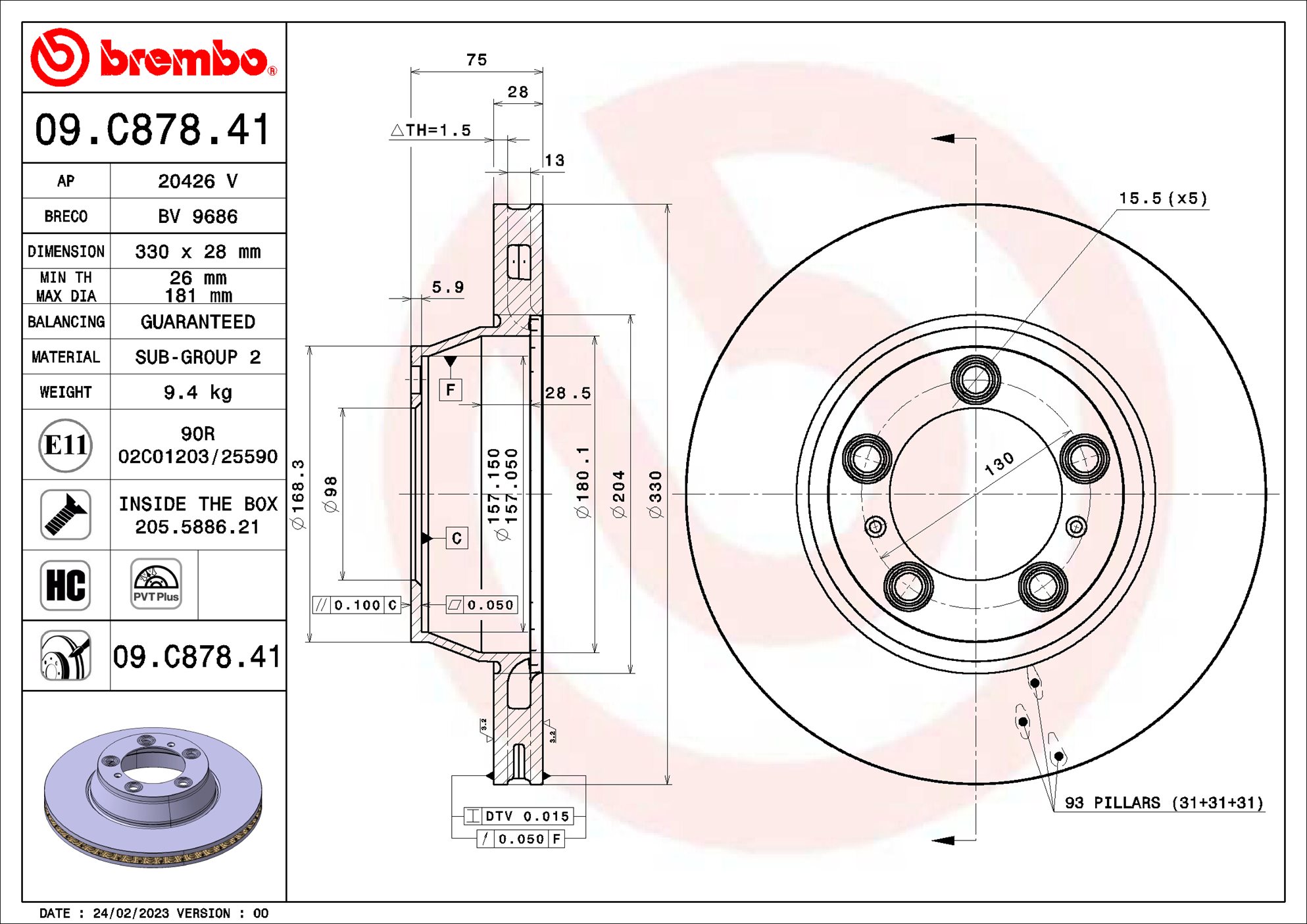 Remschijven Brembo 09.C878.41