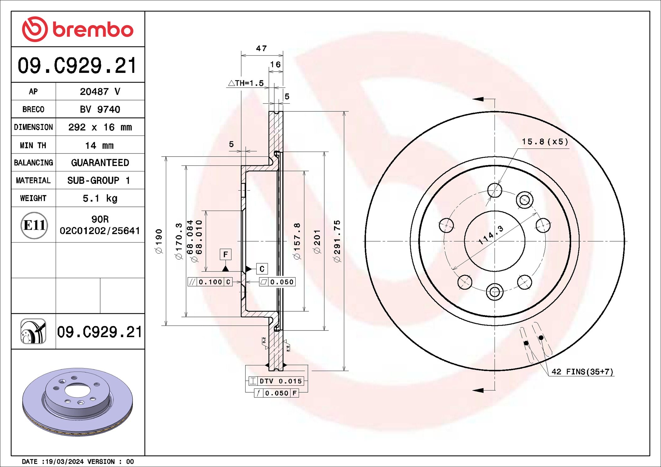 Remschijf Brembo 09.C929.21