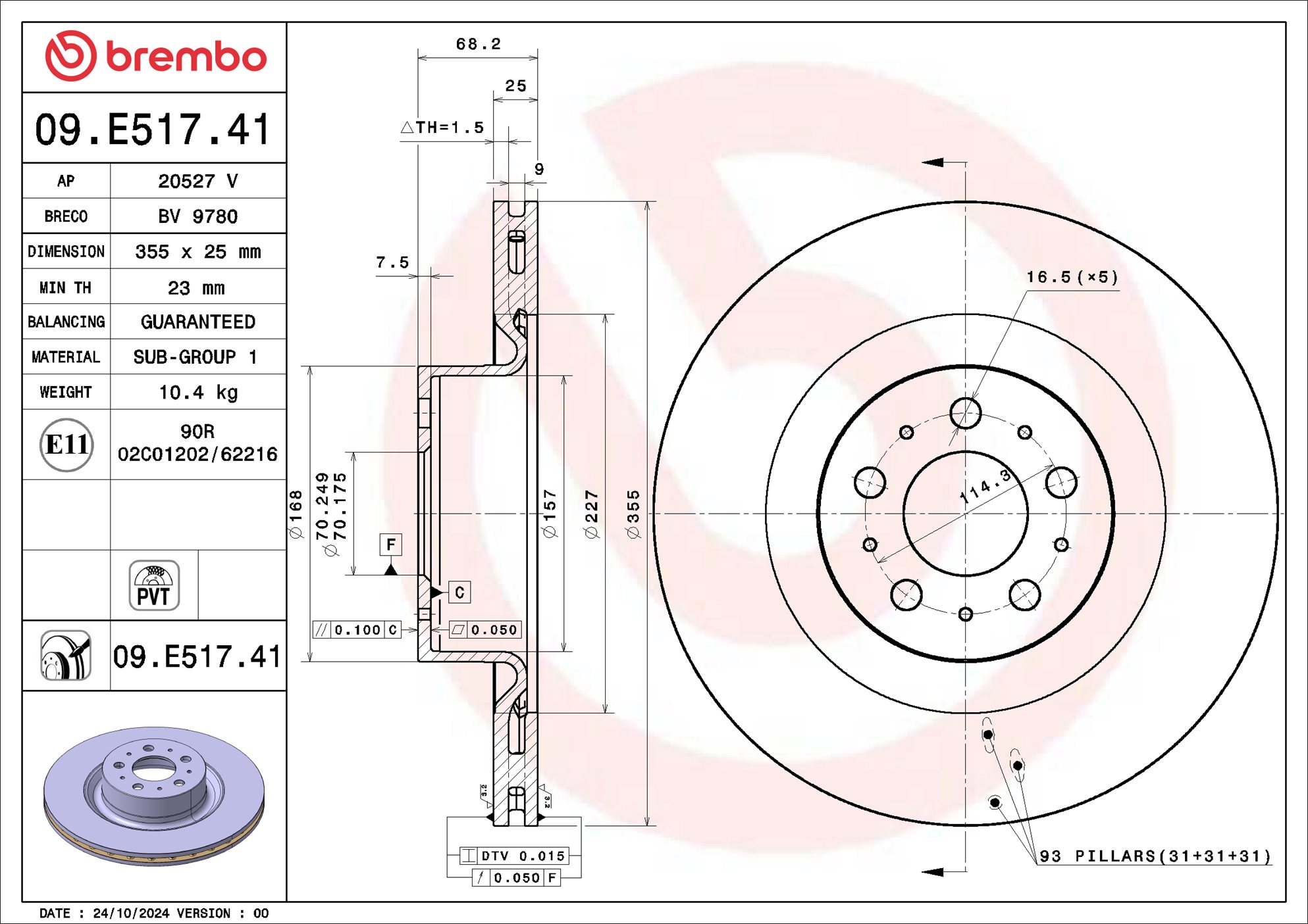 Remschijf Brembo 09.E517.41