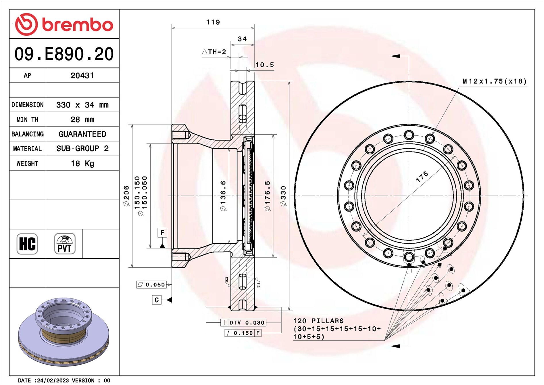 Remschijven Brembo 09.E890.20