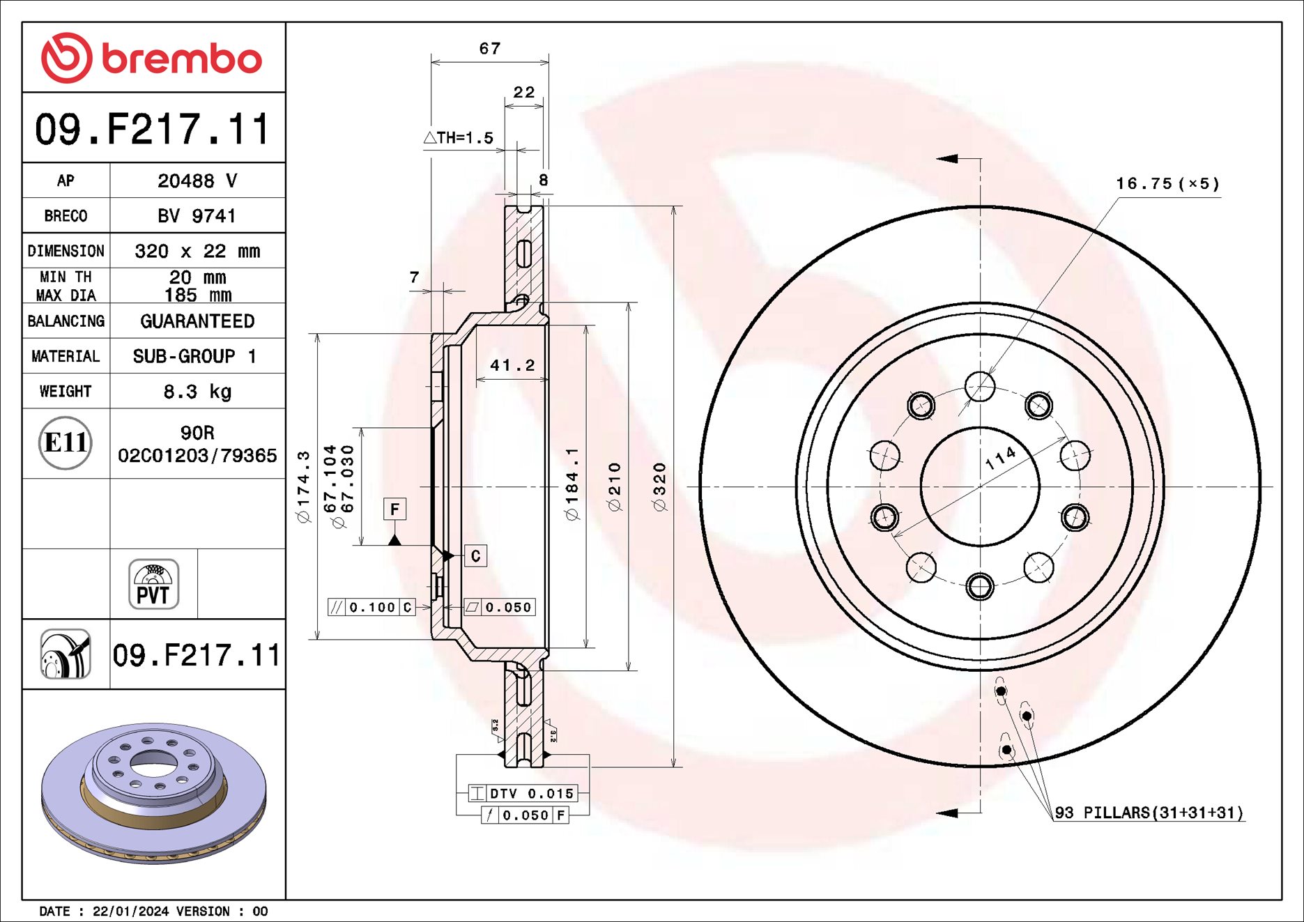 Remschijf Brembo 09.F217.11