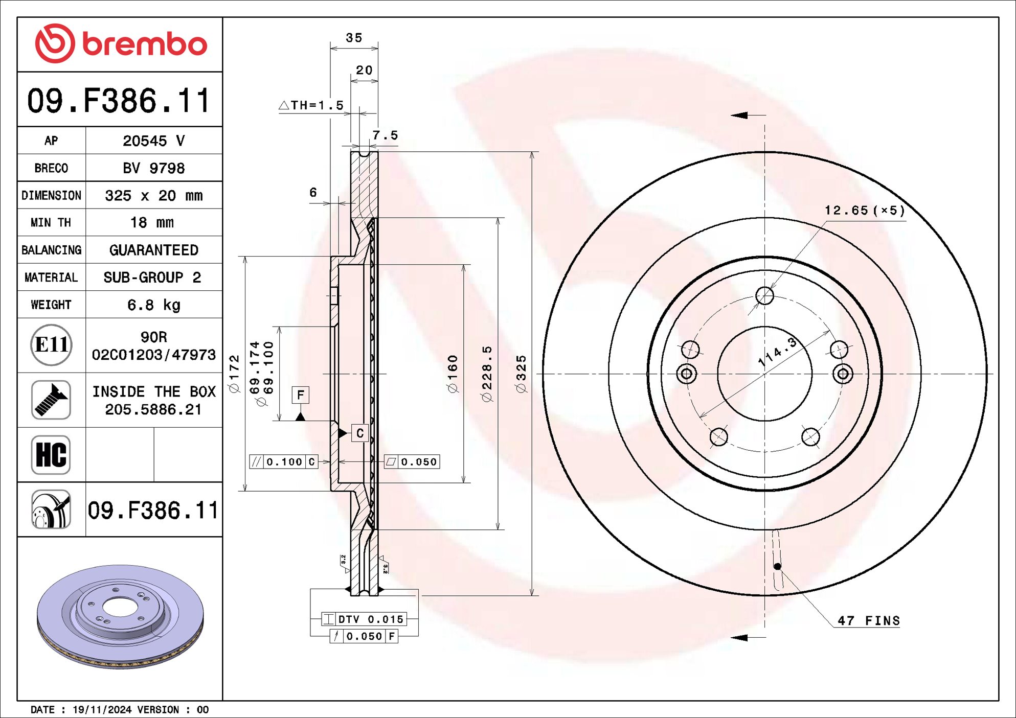 Remschijf Brembo 09.F386.11