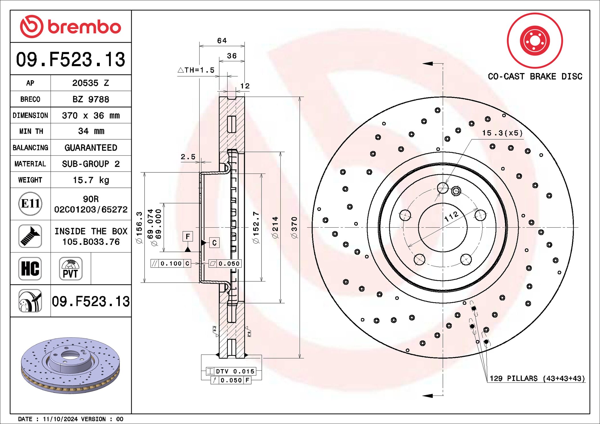 Remschijf Brembo 09.F523.13