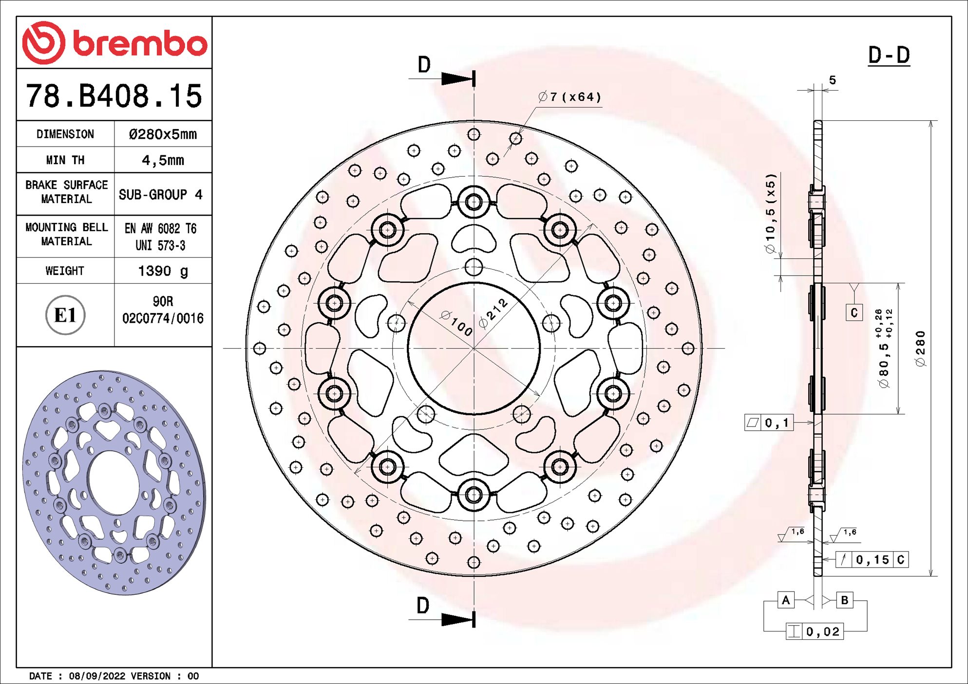 Remschijf Brembo 78B40815
