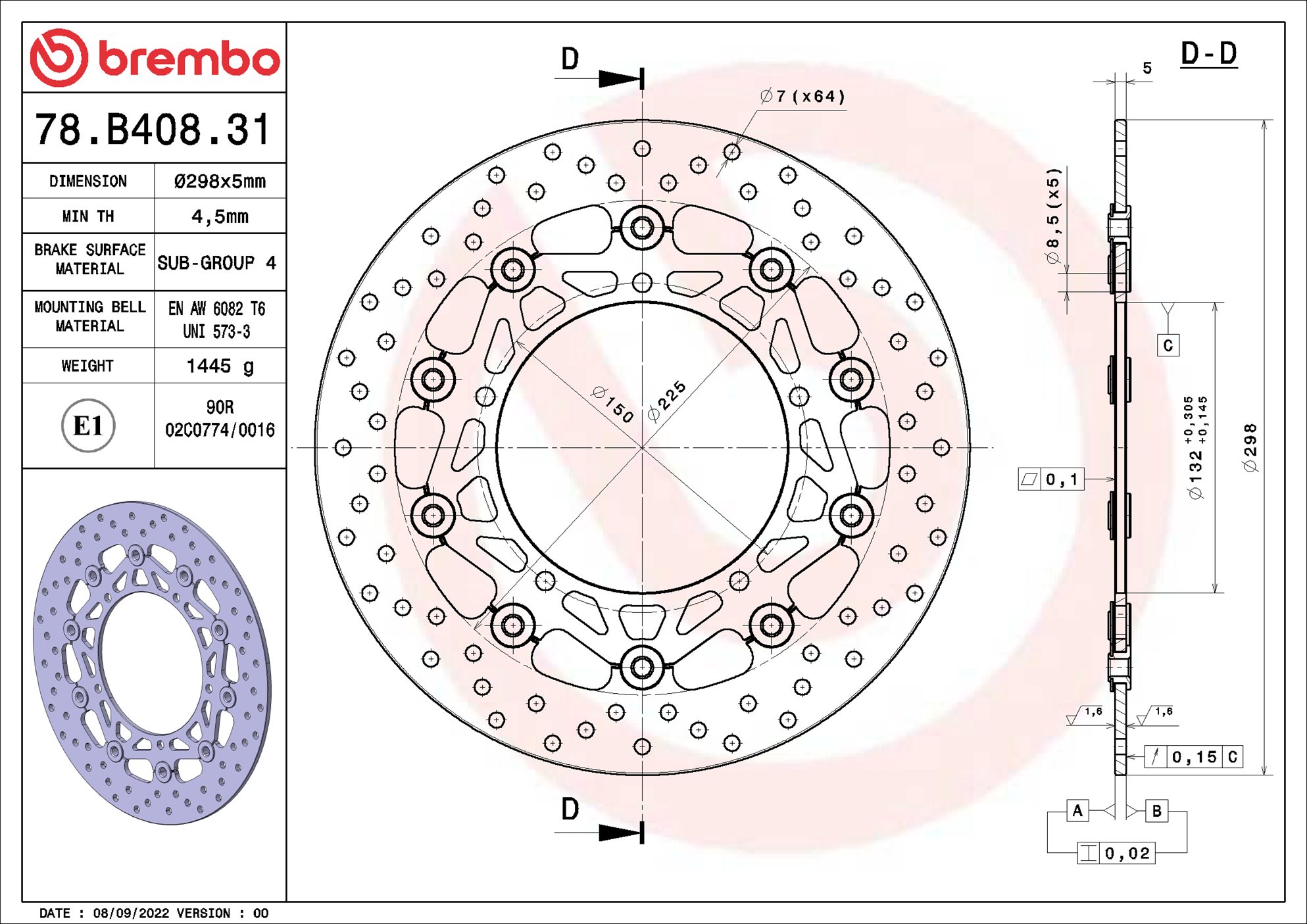 Remschijf Brembo 78B40831