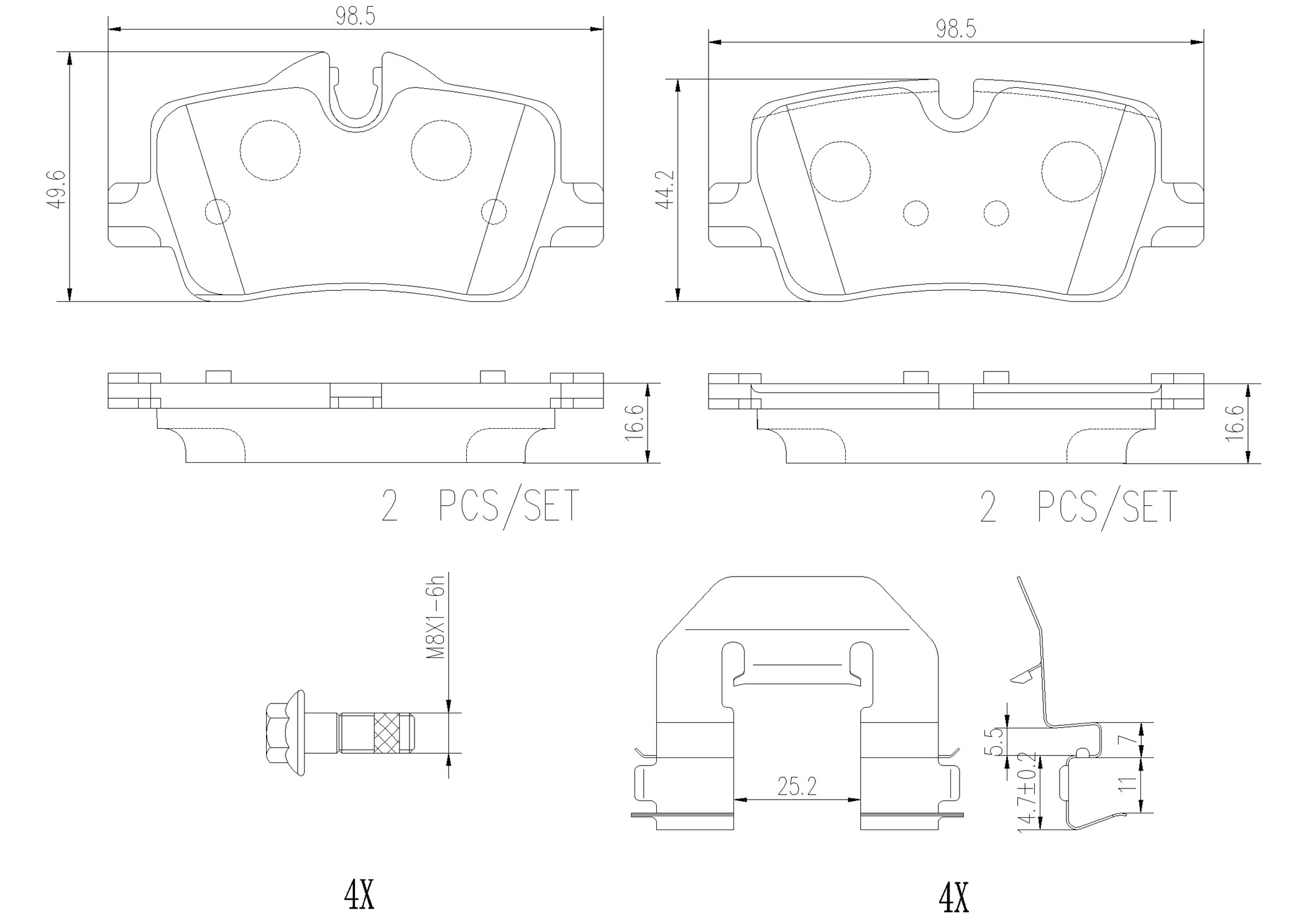 Remblokkenset, schijfrem Brembo P06113NX