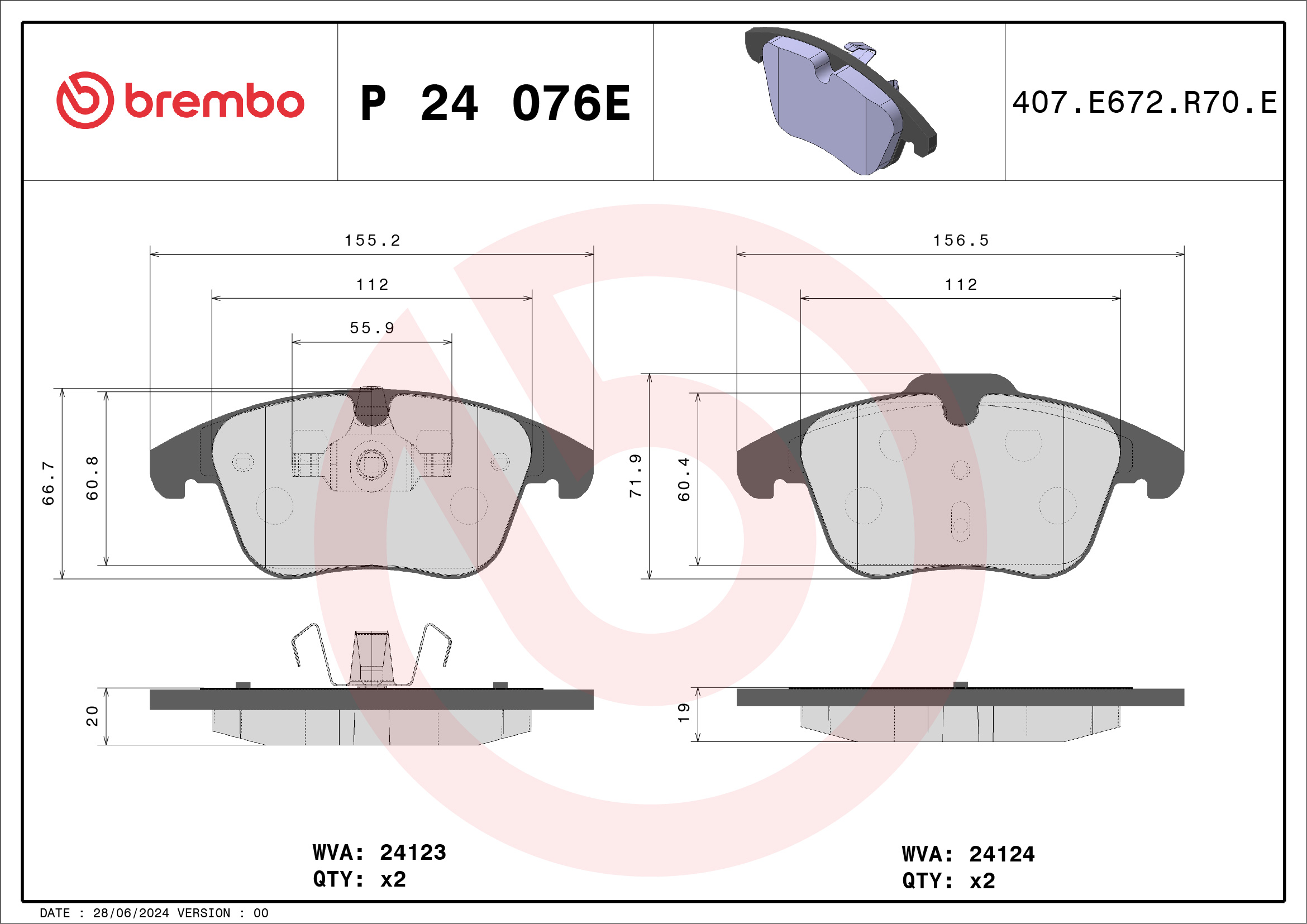 Remblokset Brembo P 24 076E