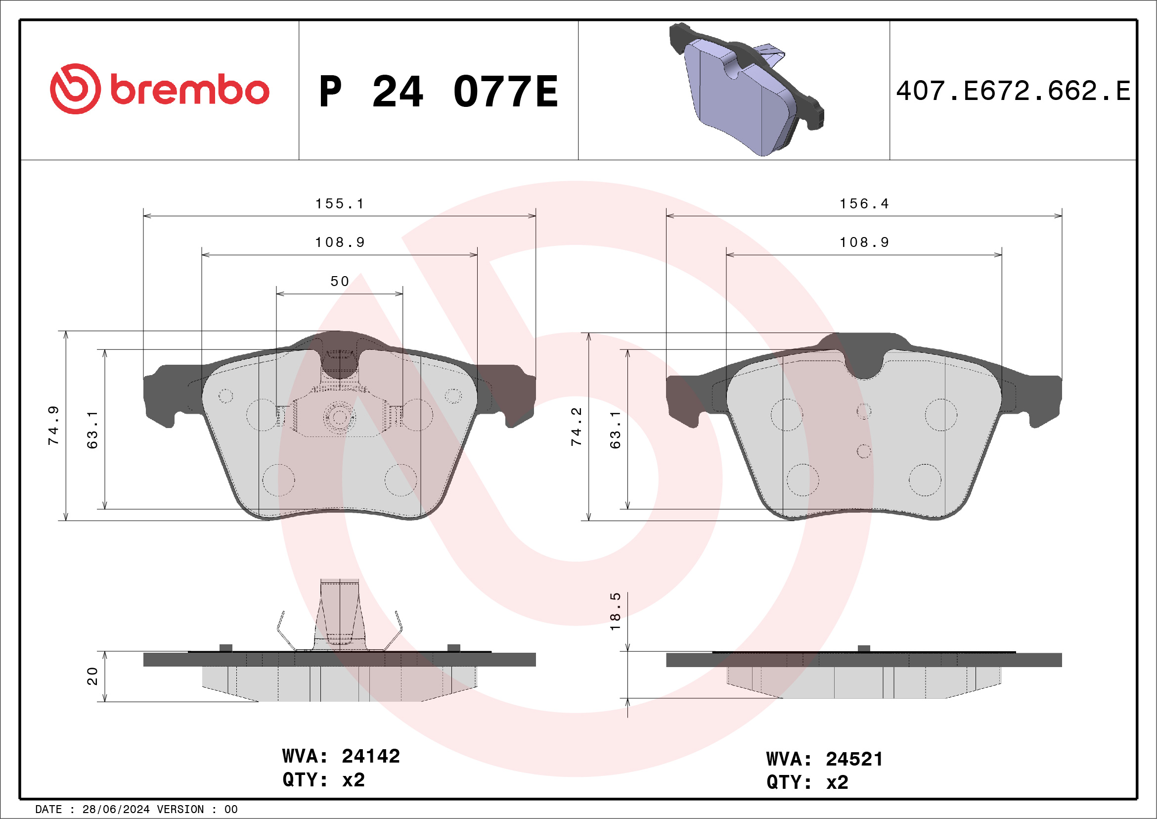 Remblokset Brembo P 24 077E
