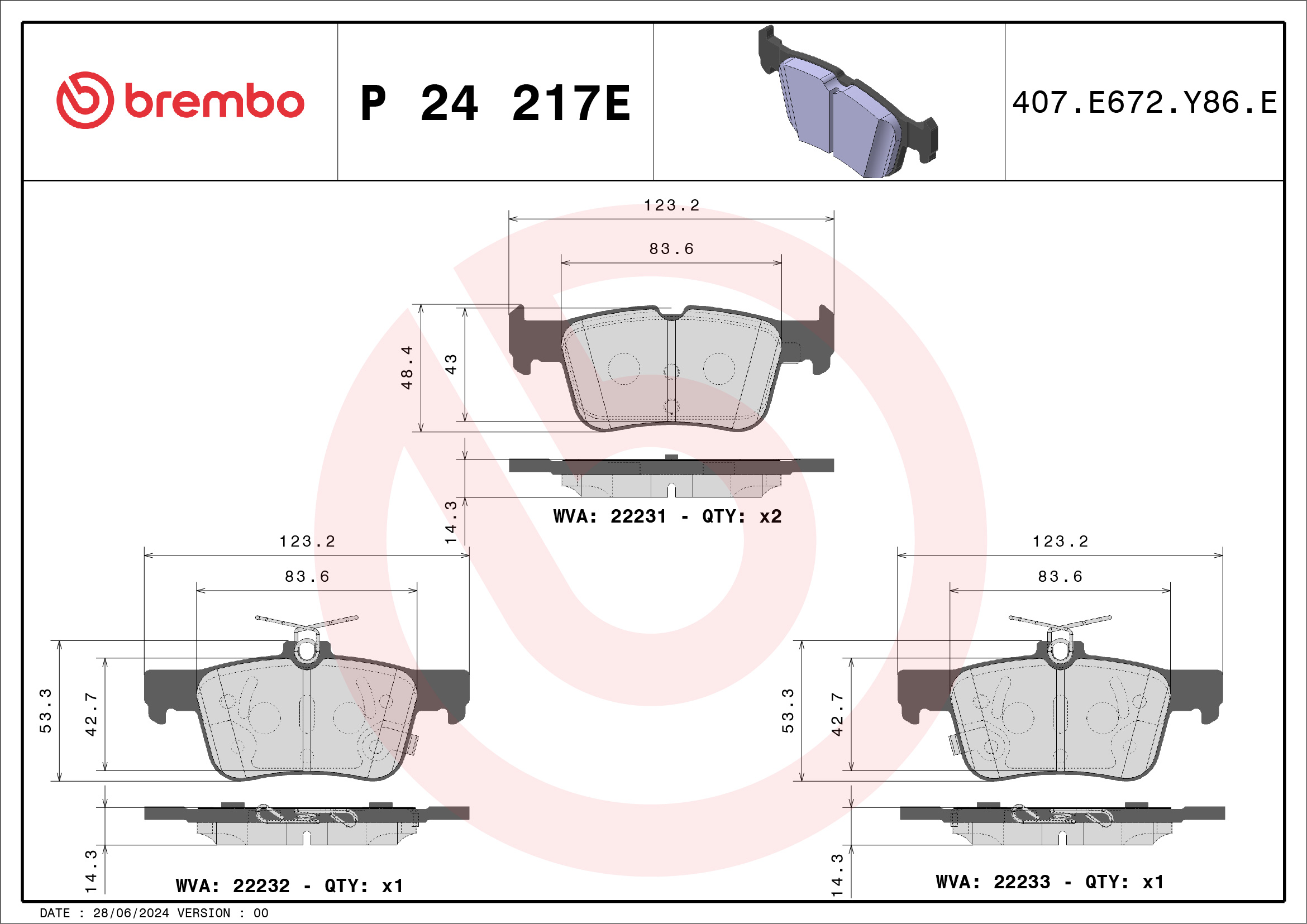 Remblokset Brembo P 24 217E