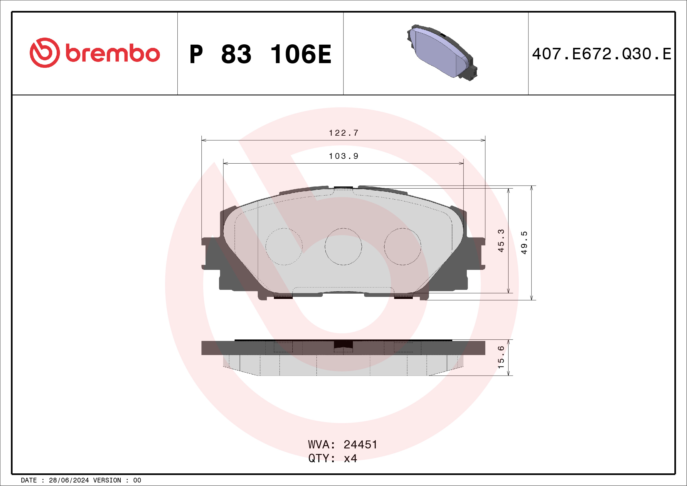 Remblokset Brembo P 83 106E