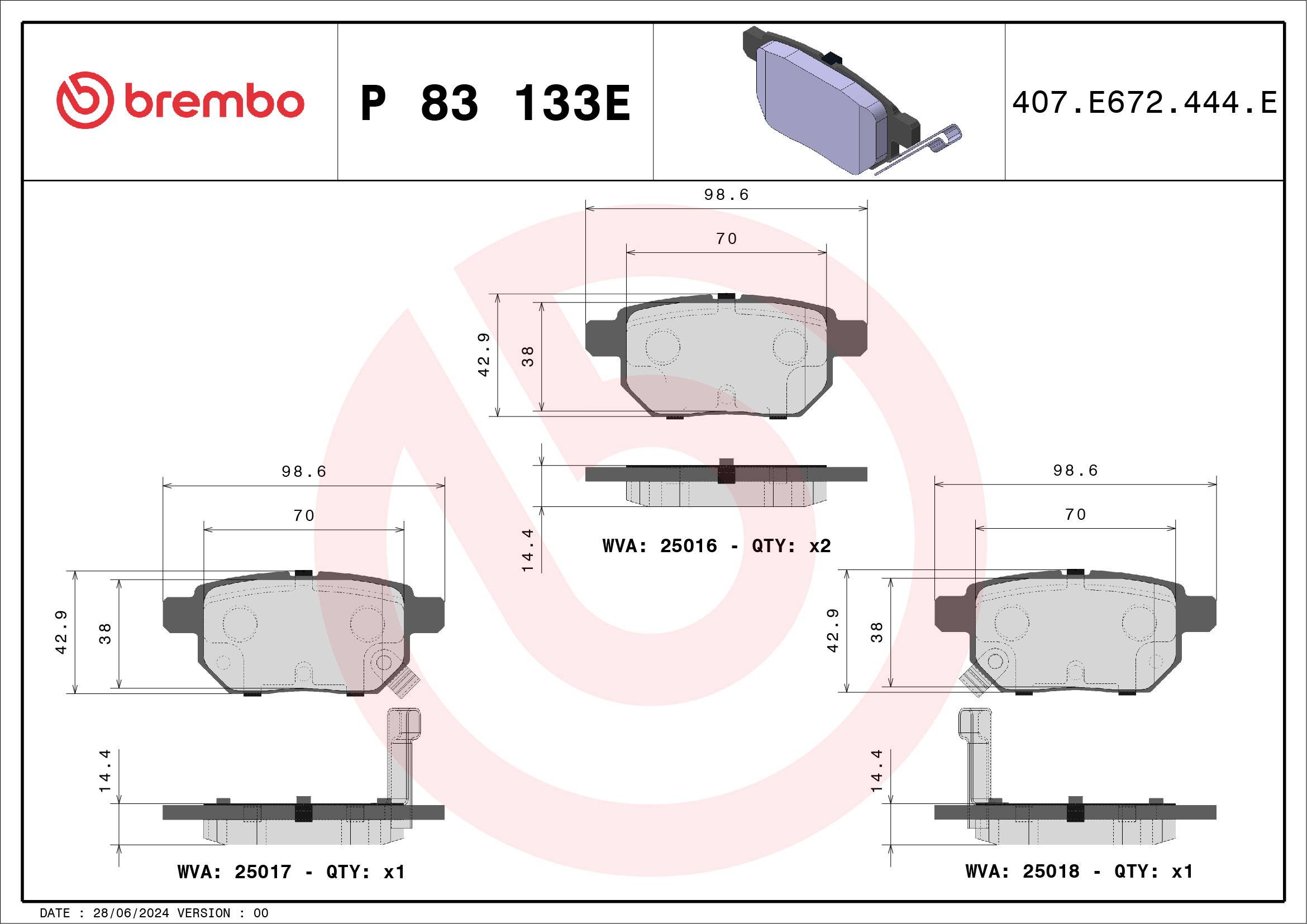 Remblokset Brembo P 83 133E