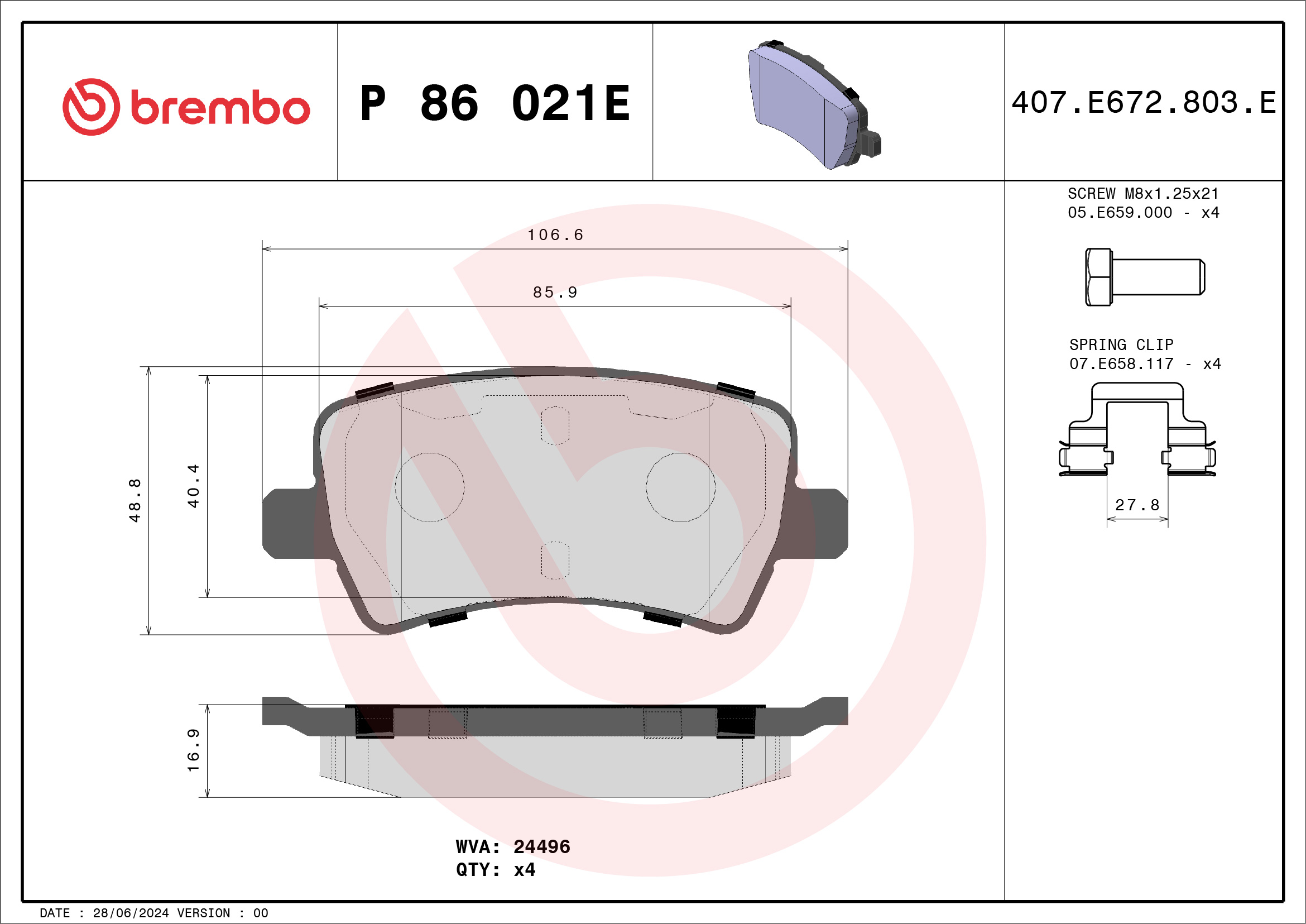 Remblokset Brembo P 86 021E