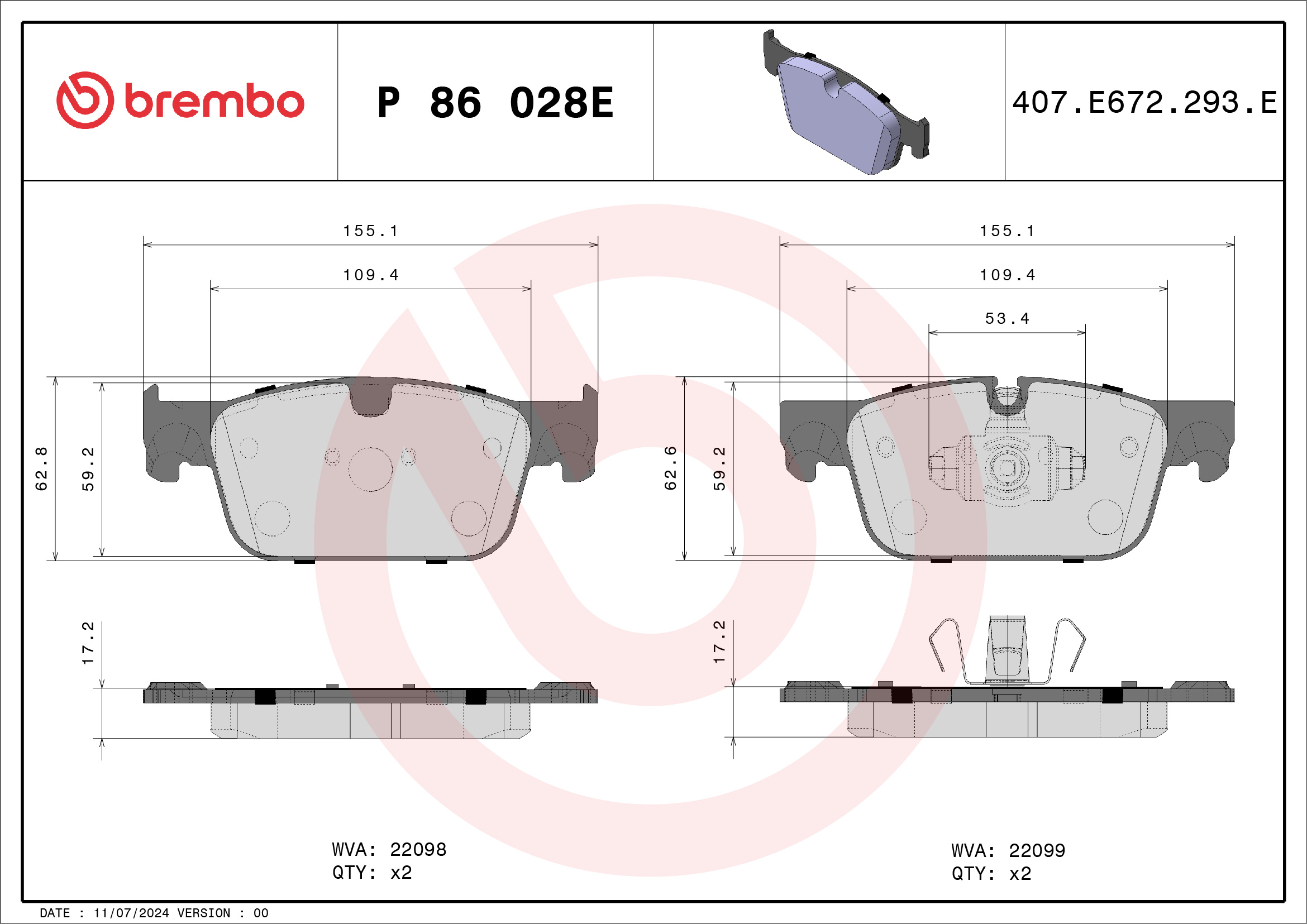 Remblokset Brembo P 86 028E