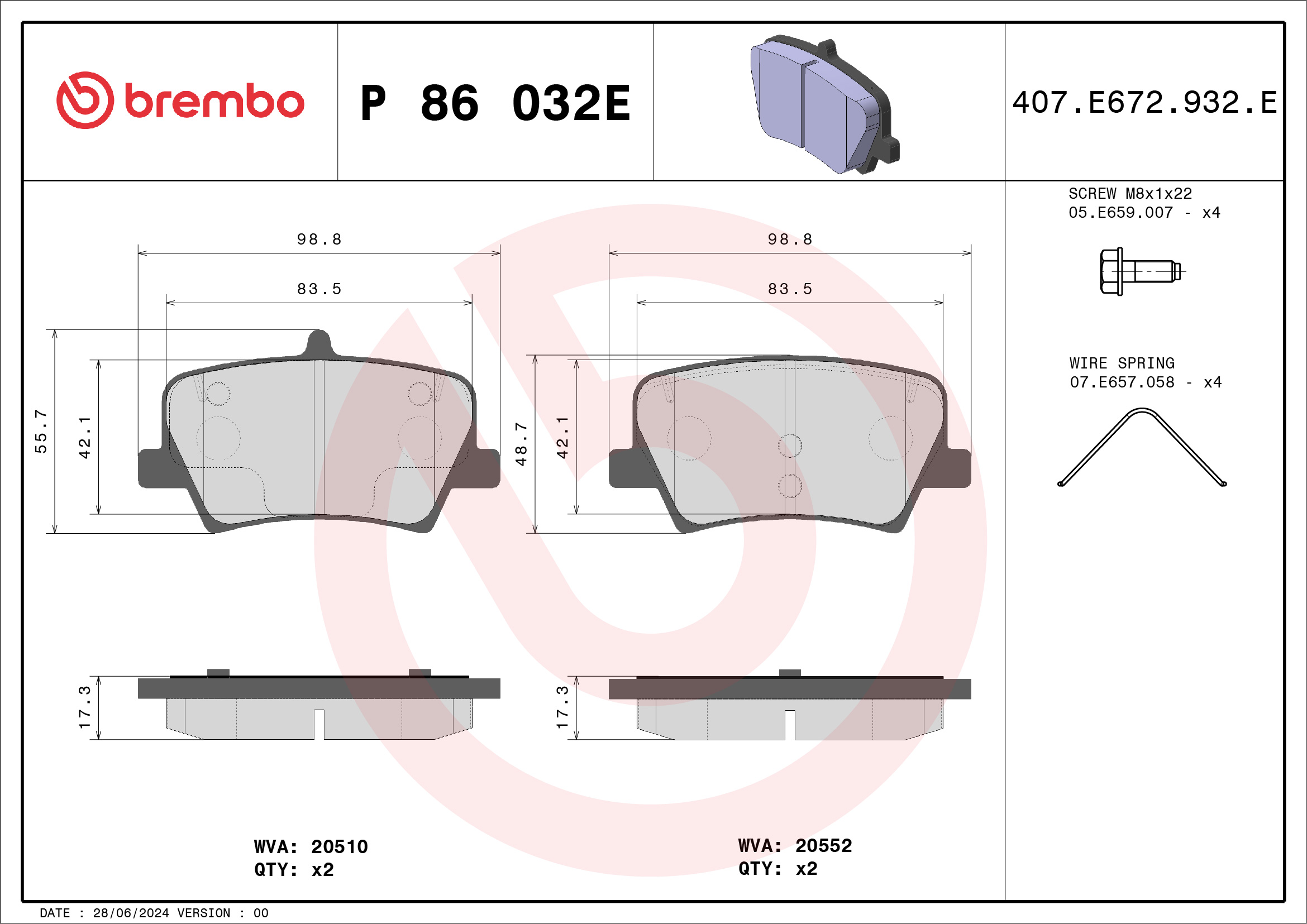 Remblokset Brembo P 86 032E