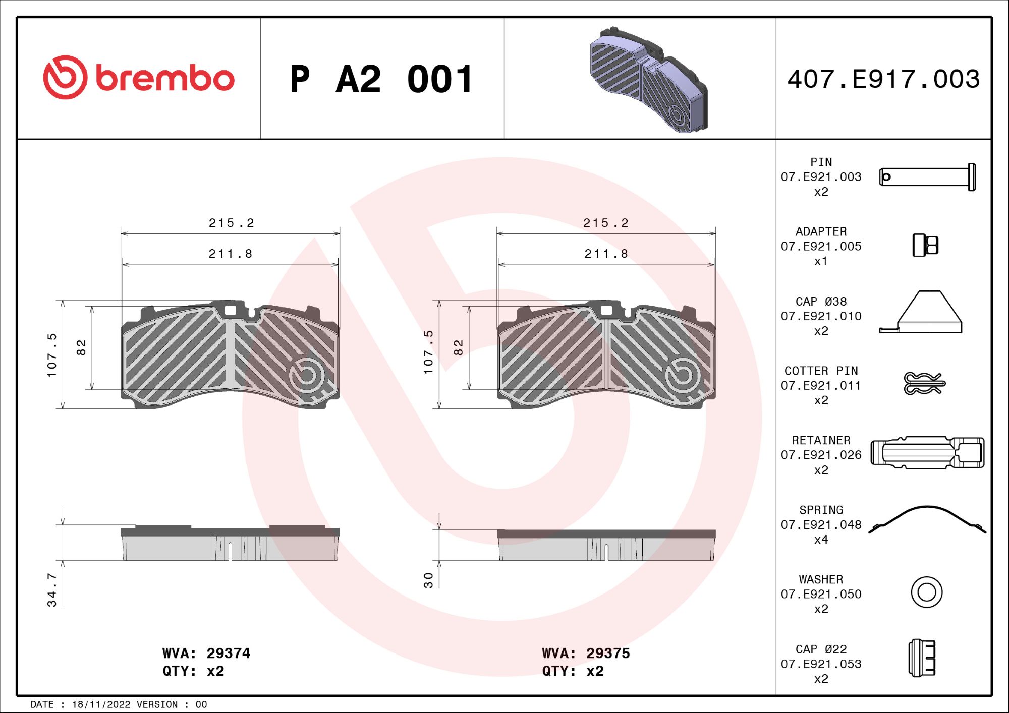 Remblokset Brembo P A2 001