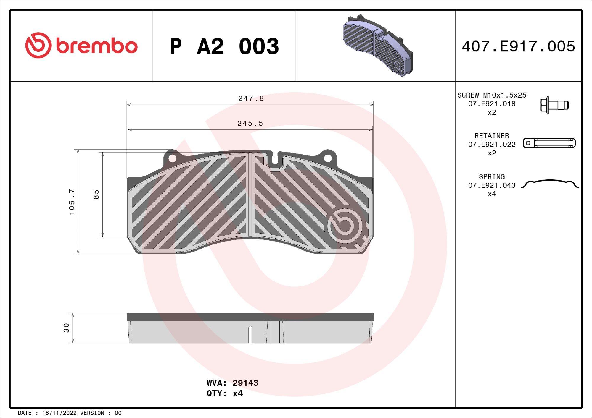 Remblokset Brembo P A2 003