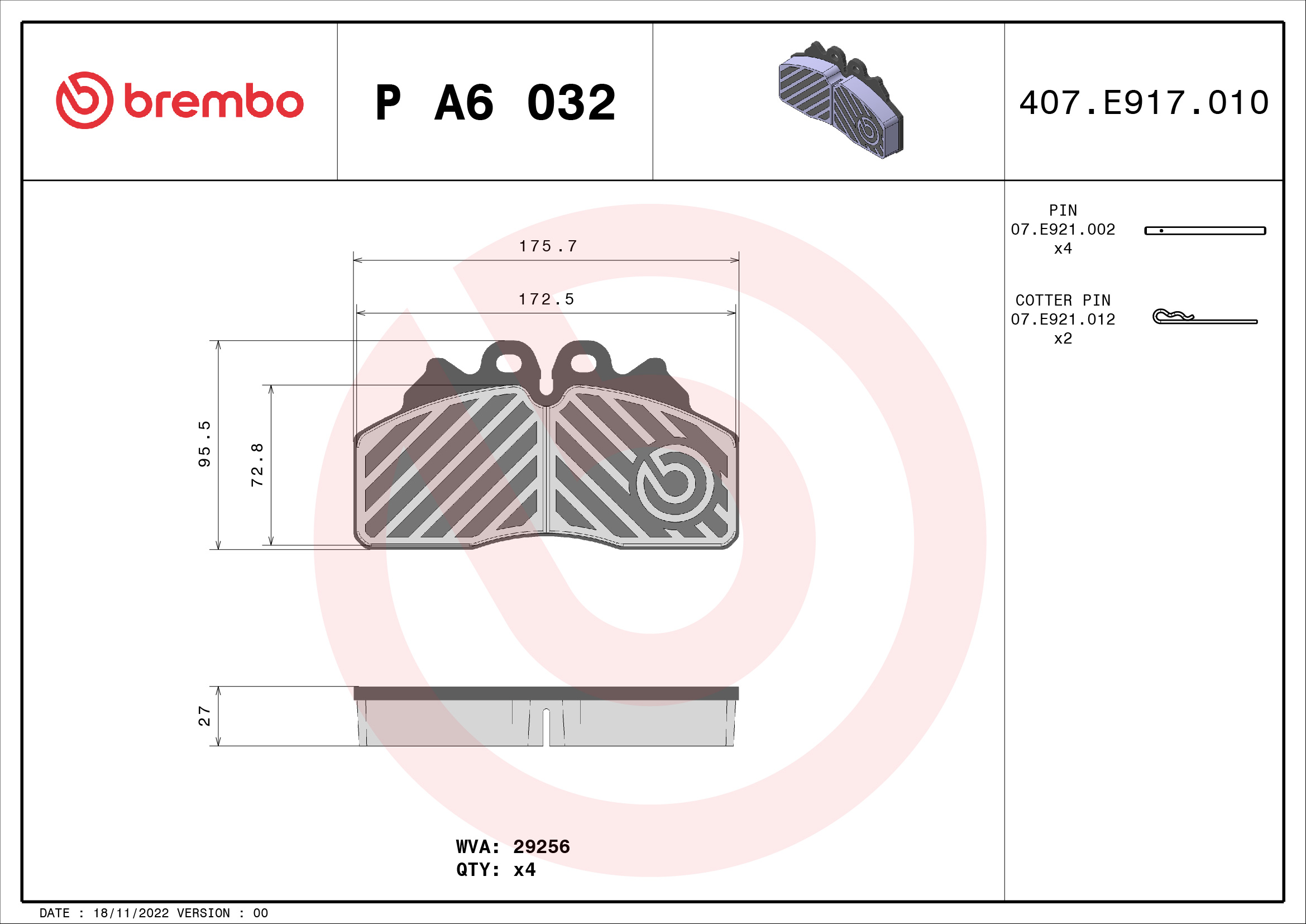 Remblokset Brembo P A6 032