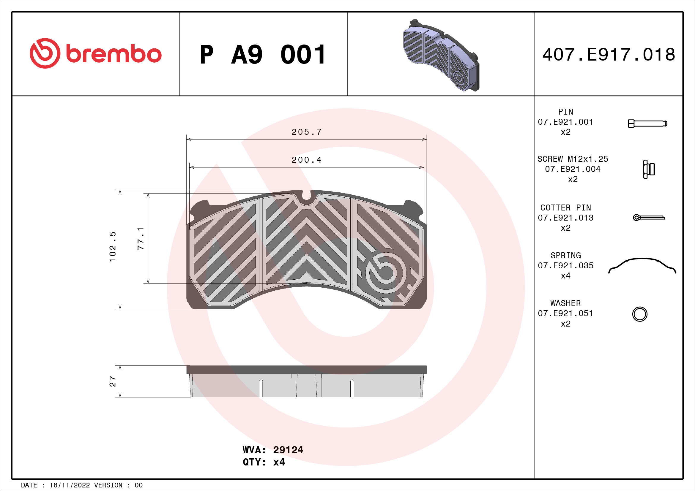 Remblokset Brembo P A9 001