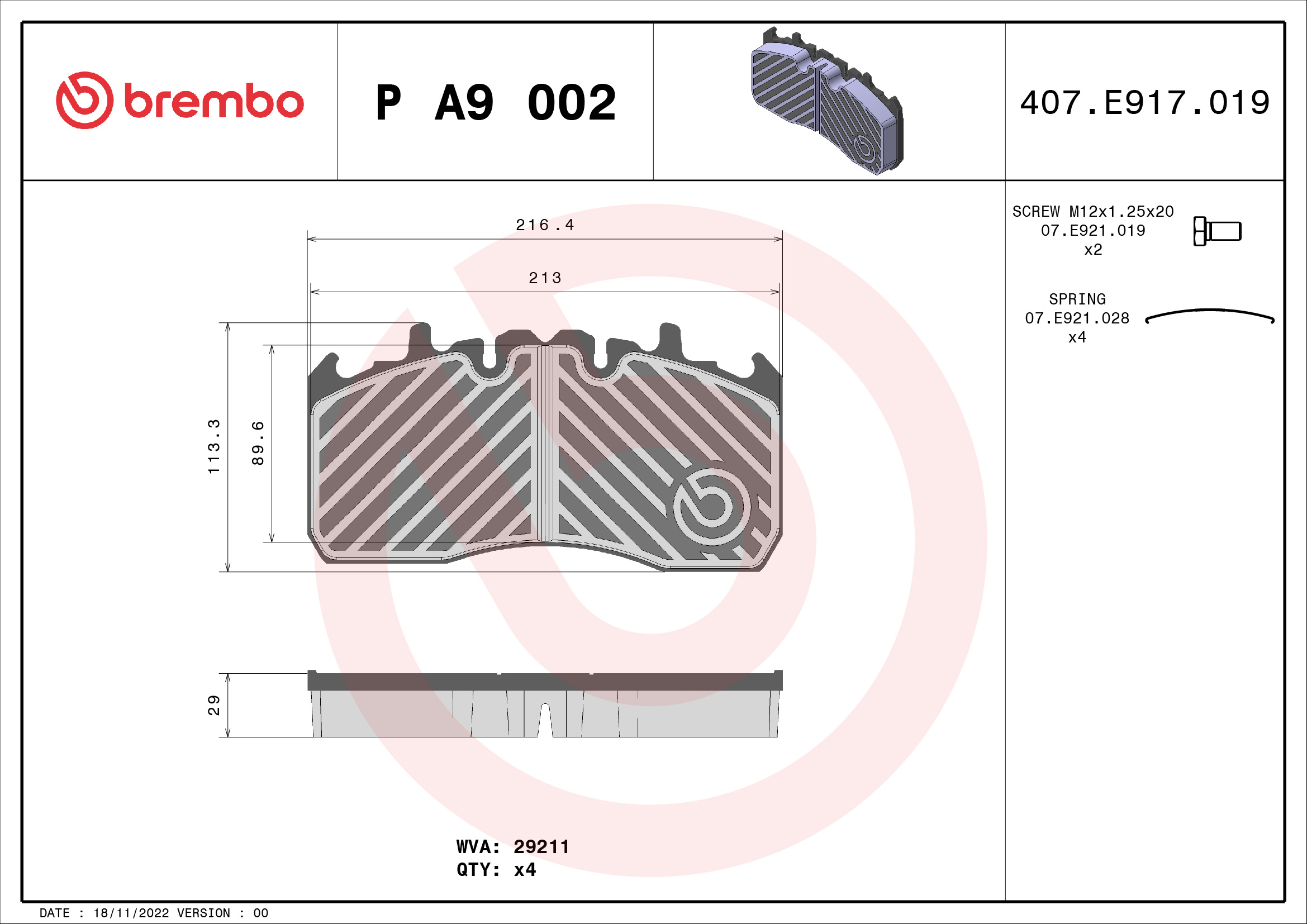 Remblokset Brembo P A9 002