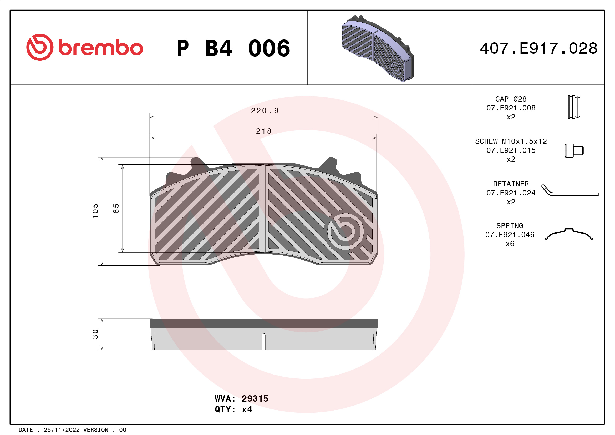 Remblokset Brembo P B4 006