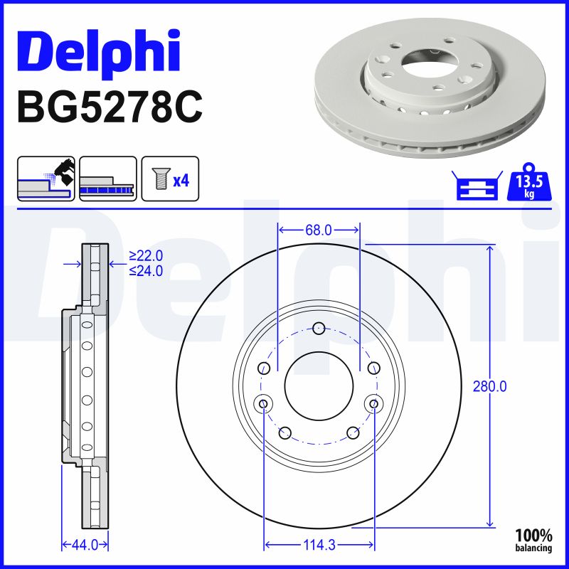 Remschijf Delphi Diesel BG5278C