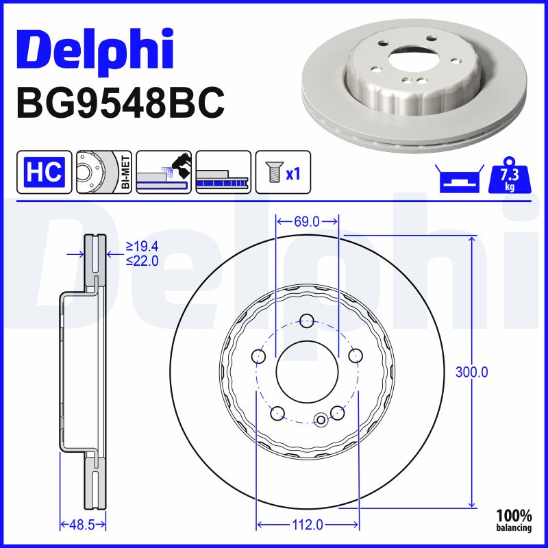 Remschijf Delphi Diesel BG9548BC