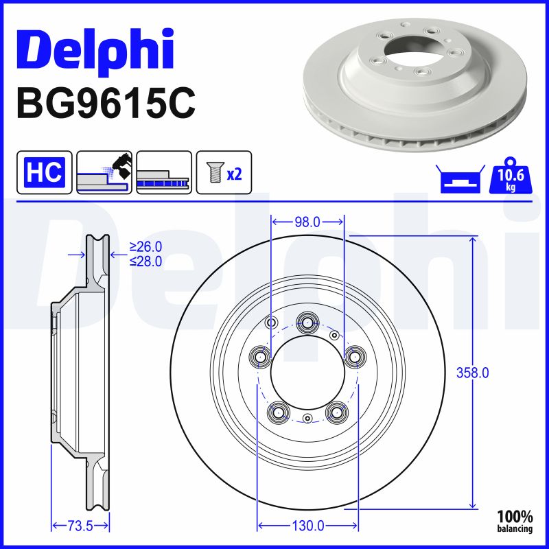 Remschijf Delphi Diesel BG9615C