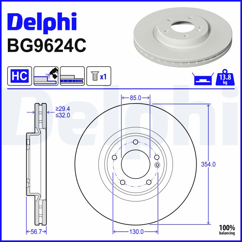 Remschijf Delphi Diesel BG9624C