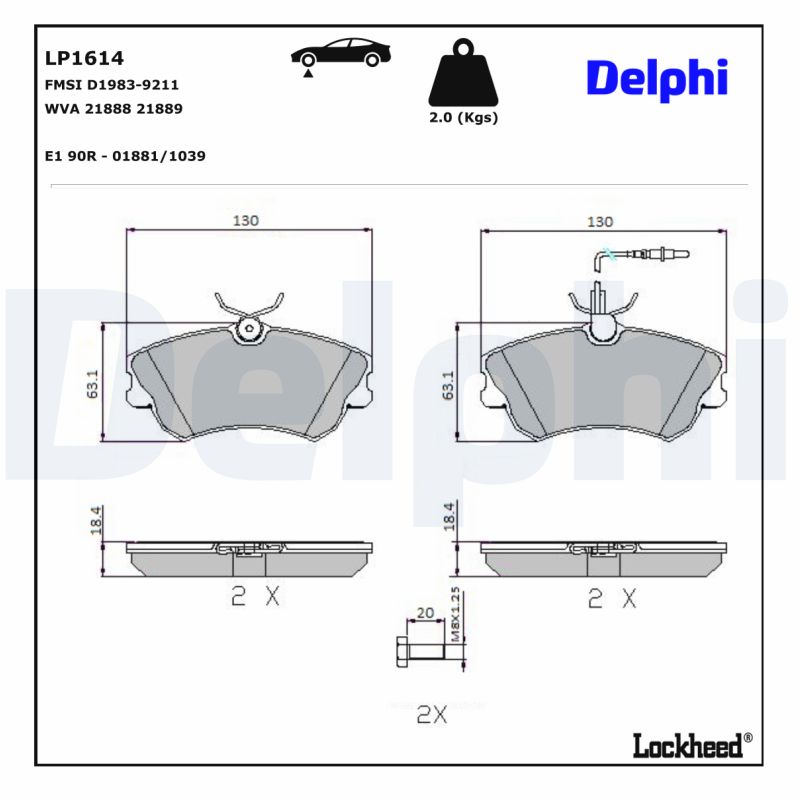 Remblokset Delphi Diesel LP1614