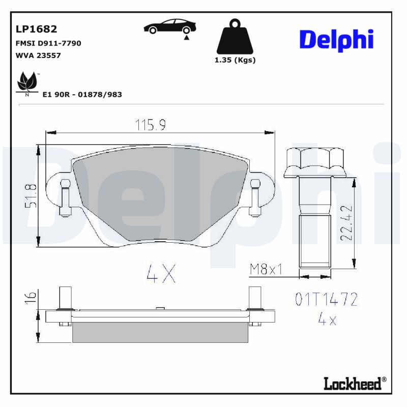 Remblokset Delphi Diesel LP1682