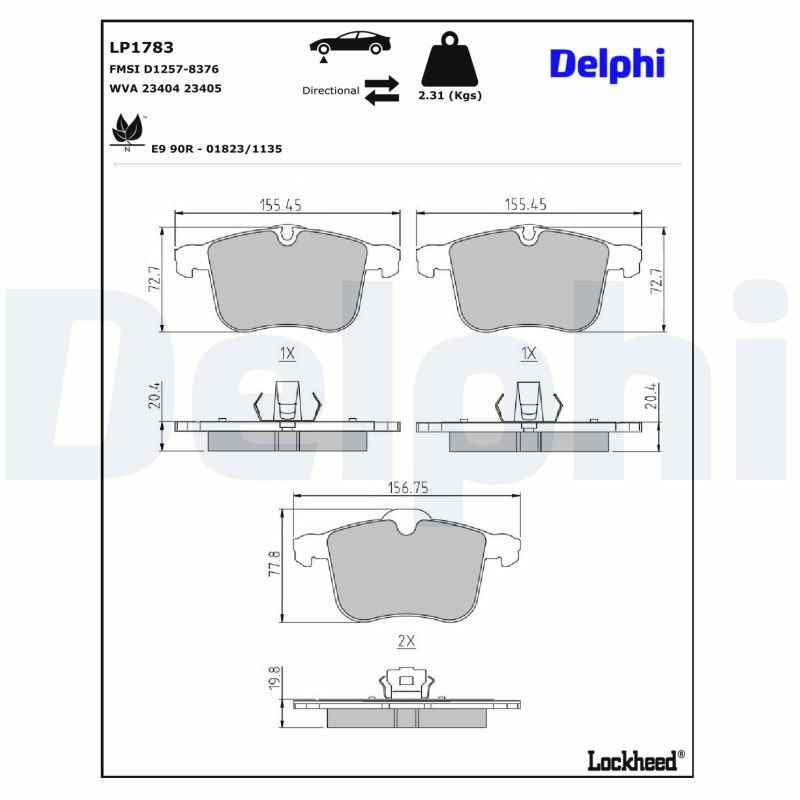 Remblokset Delphi Diesel LP1783