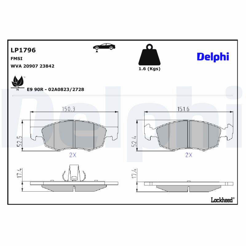 Remblokset Delphi Diesel LP1796