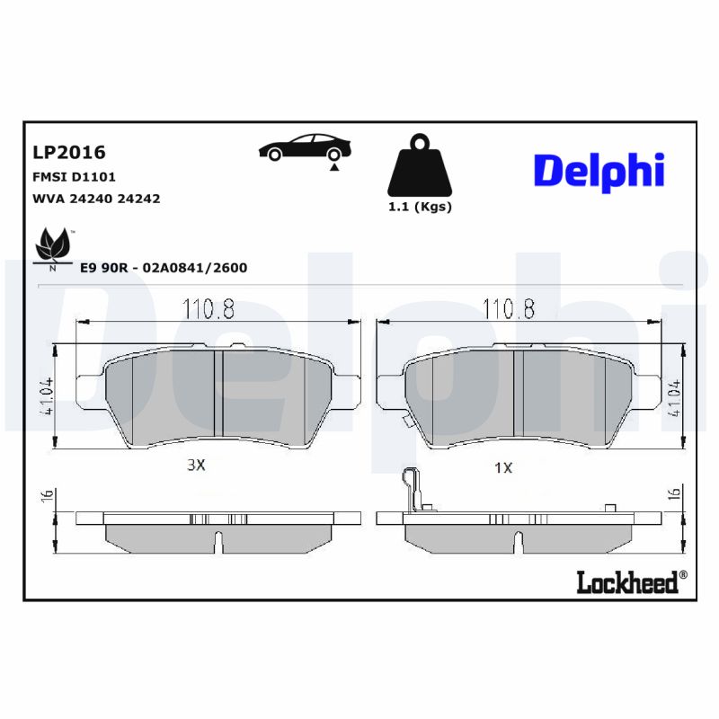 Remblokset Delphi Diesel LP2016