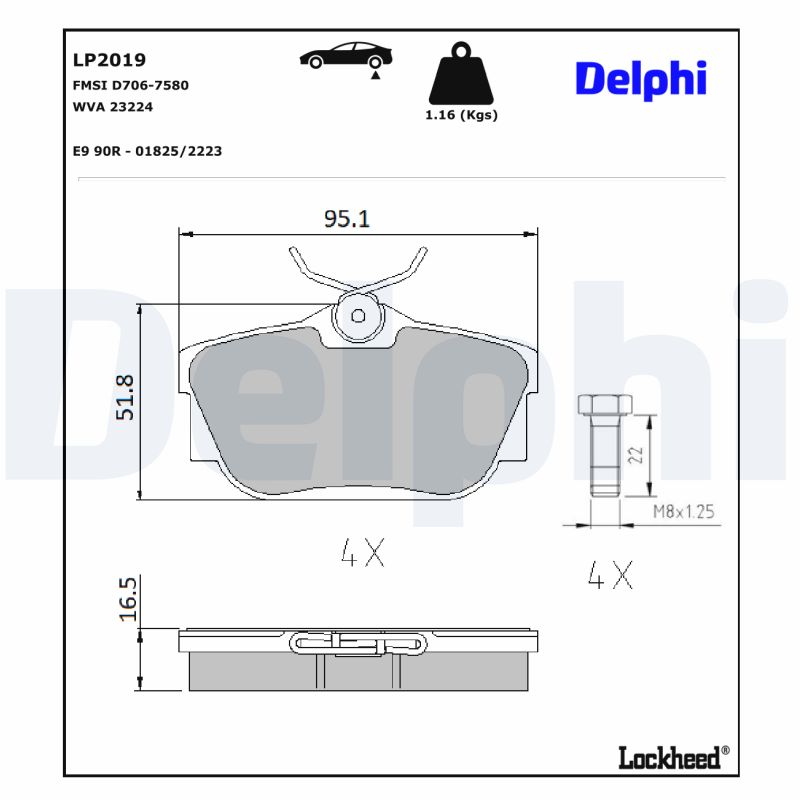 Remblokset Delphi Diesel LP2019