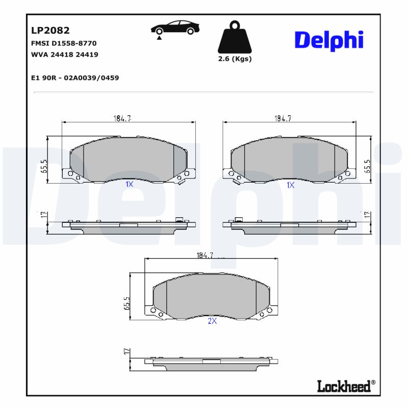 Remblokset Delphi Diesel LP2082